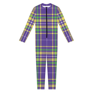 Mardi Gras Tartan Plaid Pattern Print Jumpsuit