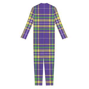 Mardi Gras Tartan Plaid Pattern Print Jumpsuit