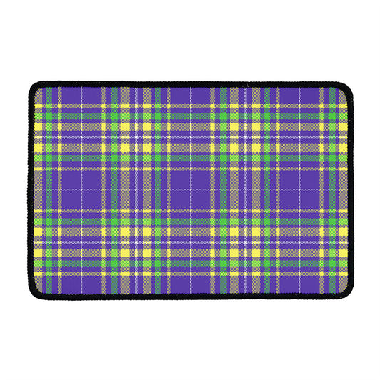 Mardi Gras Tartan Plaid Pattern Print Kitchen Mat