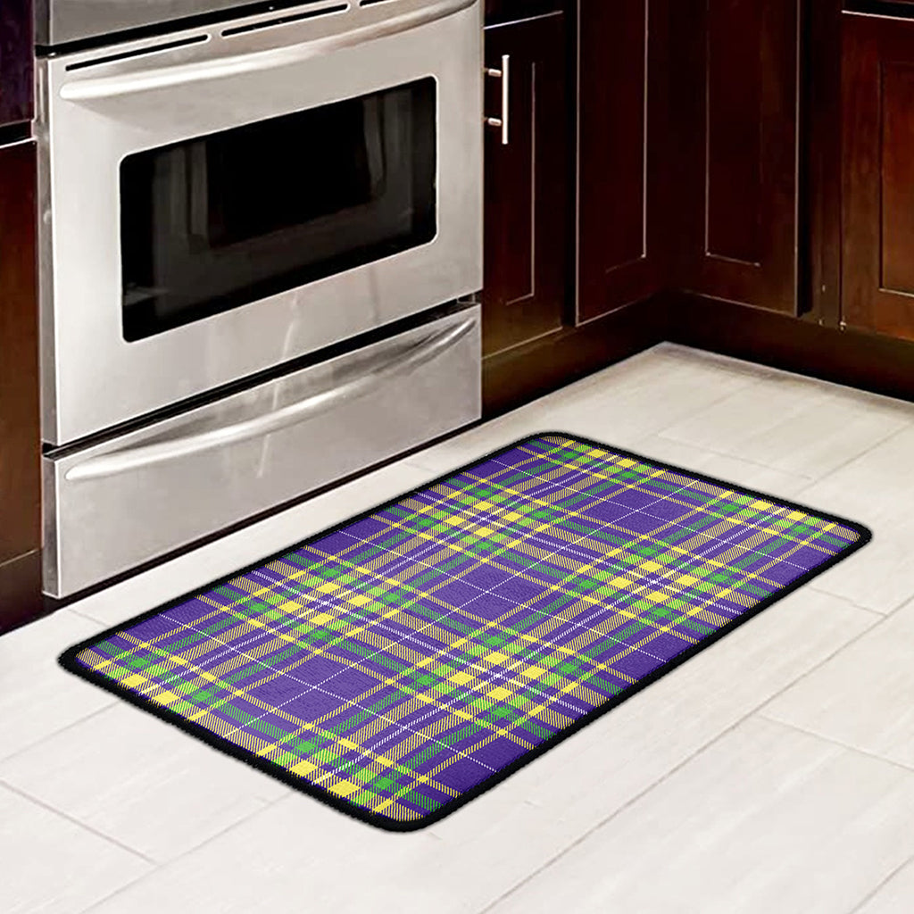 Mardi Gras Tartan Plaid Pattern Print Kitchen Mat