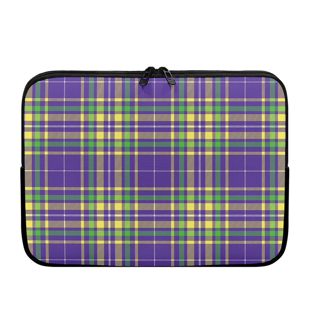 Mardi Gras Tartan Plaid Pattern Print Laptop Sleeve