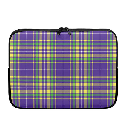 Mardi Gras Tartan Plaid Pattern Print Laptop Sleeve