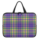 Mardi Gras Tartan Plaid Pattern Print Laptop Sleeve With Handle