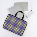 Mardi Gras Tartan Plaid Pattern Print Laptop Sleeve With Handle