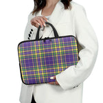 Mardi Gras Tartan Plaid Pattern Print Laptop Sleeve With Handle