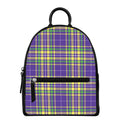 Mardi Gras Tartan Plaid Pattern Print Leather Backpack