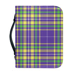 Mardi Gras Tartan Plaid Pattern Print Leather Bible Cover