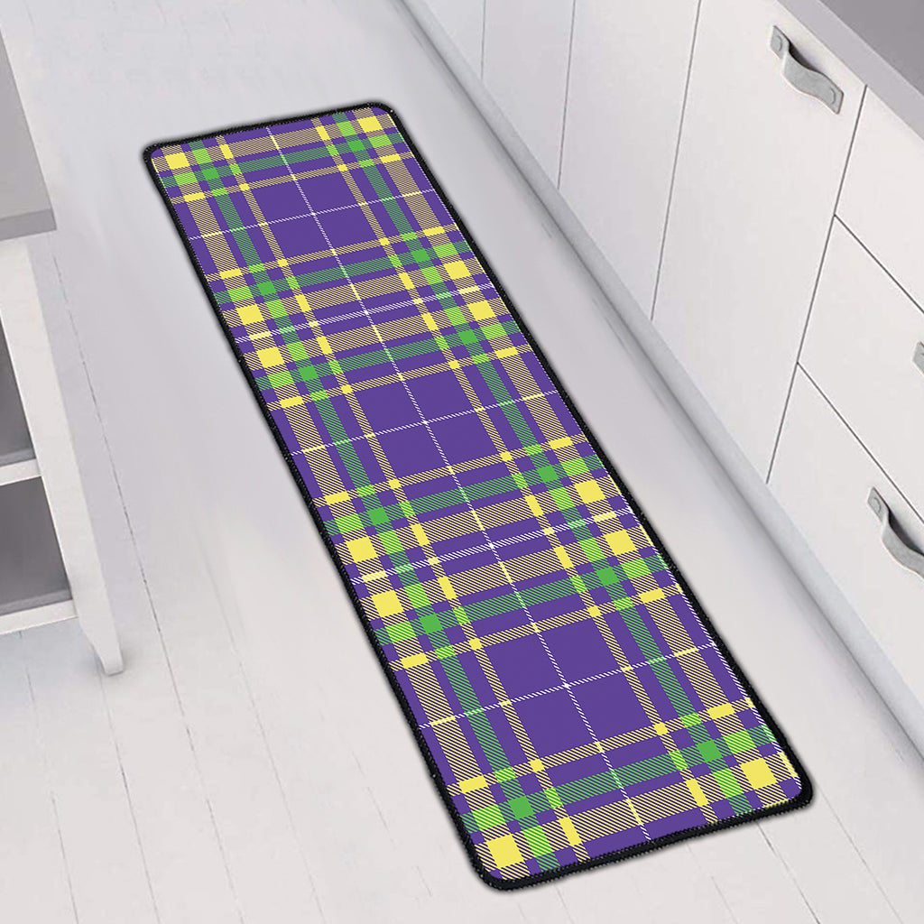 Mardi Gras Tartan Plaid Pattern Print Long Kitchen Mat