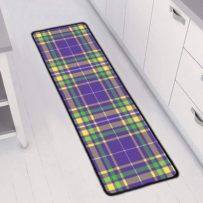 Mardi Gras Tartan Plaid Pattern Print Long Kitchen Mat