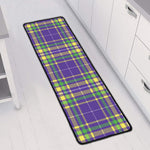 Mardi Gras Tartan Plaid Pattern Print Long Kitchen Mat