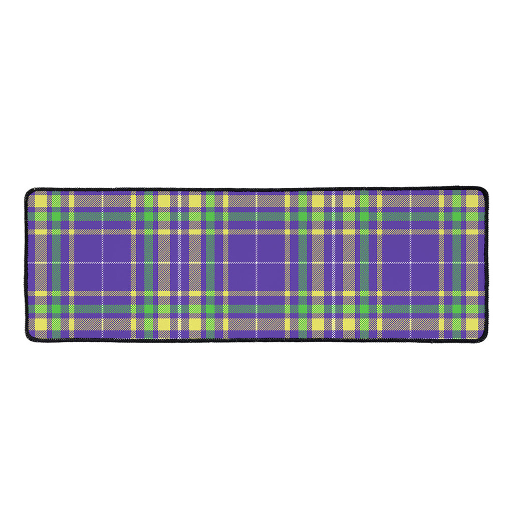 Mardi Gras Tartan Plaid Pattern Print Long Kitchen Mat