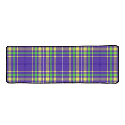 Mardi Gras Tartan Plaid Pattern Print Long Kitchen Mat