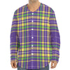 Mardi Gras Tartan Plaid Pattern Print Long Sleeve Baseball Jersey