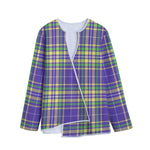 Mardi Gras Tartan Plaid Pattern Print Long Sleeve Short Coat