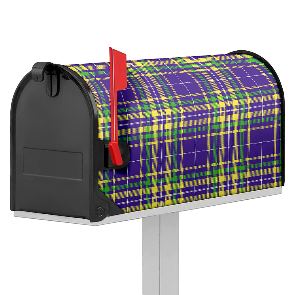 Mardi Gras Tartan Plaid Pattern Print Mailbox Cover