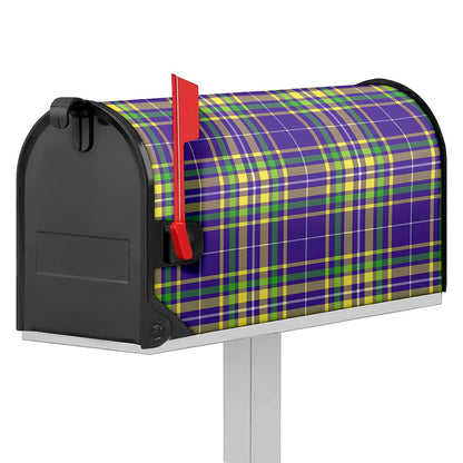 Mardi Gras Tartan Plaid Pattern Print Mailbox Cover