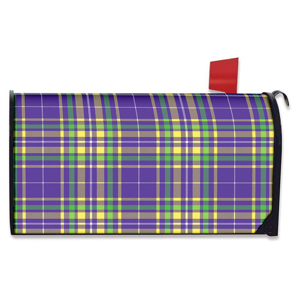 Mardi Gras Tartan Plaid Pattern Print Mailbox Cover
