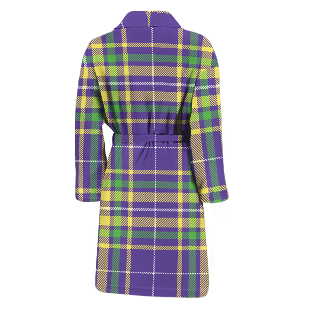 Mardi Gras Tartan Plaid Pattern Print Men's Bathrobe