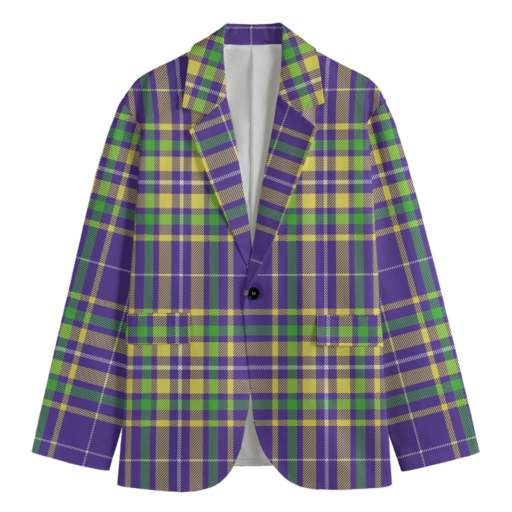 Mardi Gras Tartan Plaid Pattern Print Men's Blazer