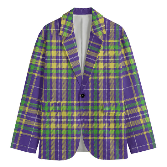 Mardi Gras Tartan Plaid Pattern Print Men's Blazer