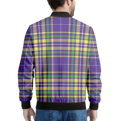 Mardi Gras Tartan Plaid Pattern Print Men's Bomber Jacket