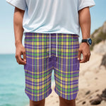Mardi Gras Tartan Plaid Pattern Print Men's Cargo Shorts
