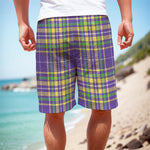 Mardi Gras Tartan Plaid Pattern Print Men's Cargo Shorts