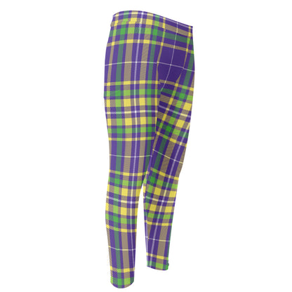 Mardi Gras Tartan Plaid Pattern Print Men's Compression Pants