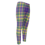 Mardi Gras Tartan Plaid Pattern Print Men's Compression Pants