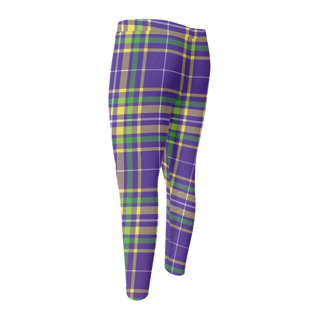Mardi Gras Tartan Plaid Pattern Print Men's Compression Pants