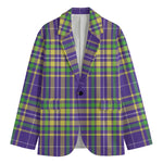 Mardi Gras Tartan Plaid Pattern Print Men's Cotton Blazer