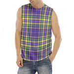Mardi Gras Tartan Plaid Pattern Print Men's Fitness Tank Top