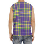 Mardi Gras Tartan Plaid Pattern Print Men's Fitness Tank Top