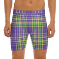 Mardi Gras Tartan Plaid Pattern Print Men's Long Boxer Briefs