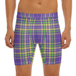 Mardi Gras Tartan Plaid Pattern Print Men's Long Boxer Briefs