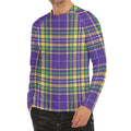 Mardi Gras Tartan Plaid Pattern Print Men's Long Sleeve Rash Guard
