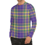 Mardi Gras Tartan Plaid Pattern Print Men's Long Sleeve Rash Guard