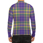 Mardi Gras Tartan Plaid Pattern Print Men's Long Sleeve Rash Guard