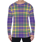 Mardi Gras Tartan Plaid Pattern Print Men's Long Sleeve T-Shirt