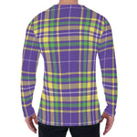 Mardi Gras Tartan Plaid Pattern Print Men's Long Sleeve T-Shirt