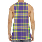 Mardi Gras Tartan Plaid Pattern Print Men's Muscle Tank Top