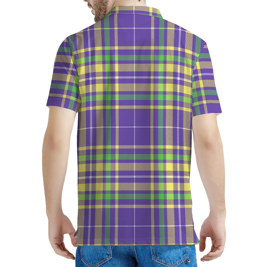 Mardi Gras Tartan Plaid Pattern Print Men's Polo Shirt