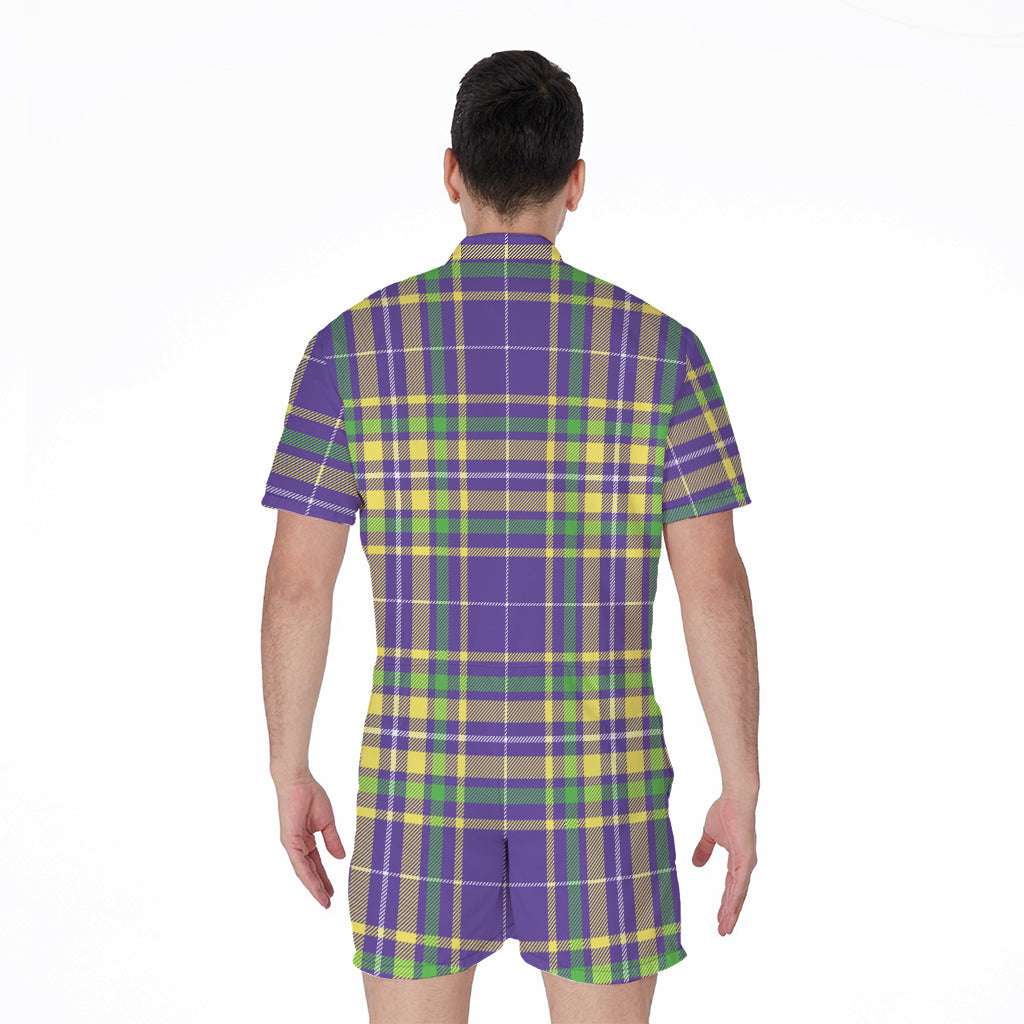 Mardi Gras Tartan Plaid Pattern Print Men's Rompers