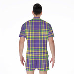 Mardi Gras Tartan Plaid Pattern Print Men's Rompers