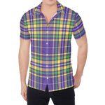 Mardi Gras Tartan Plaid Pattern Print Men's Shirt