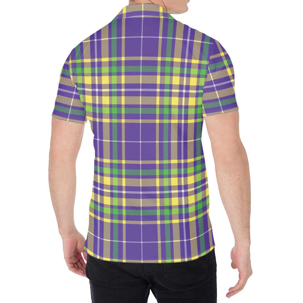 Mardi Gras Tartan Plaid Pattern Print Men's Shirt