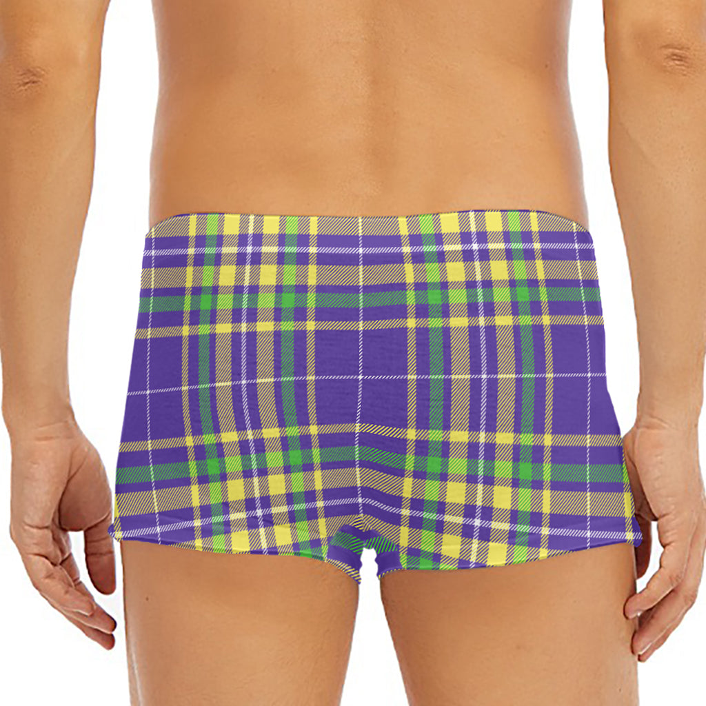 Mardi Gras Tartan Plaid Pattern Print Men's Short Boxer Briefs