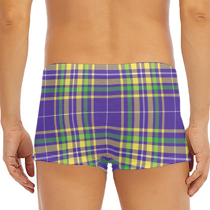 Mardi Gras Tartan Plaid Pattern Print Men's Short Boxer Briefs