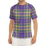 Mardi Gras Tartan Plaid Pattern Print Men's Short Sleeve Rash Guard