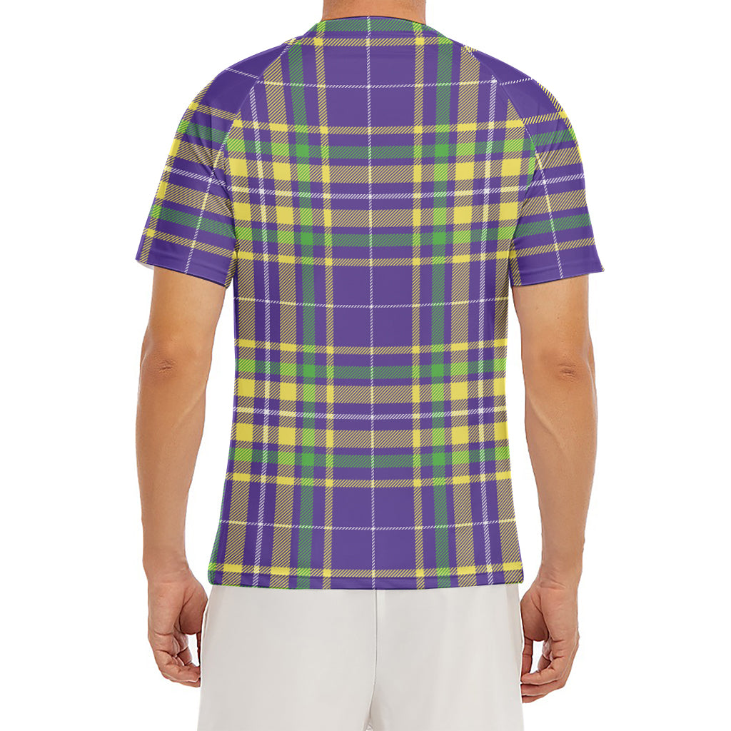 Mardi Gras Tartan Plaid Pattern Print Men's Short Sleeve Rash Guard